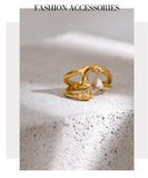 18K Gold Plated New Design Stainless Steel Face Mouth Eye AAA Zircon Diamond Mask Ring