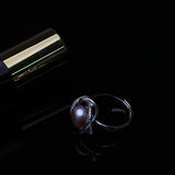 Luxury White/Black/Pink/Purple/Grey Double Pearl AAA Zircon Diamonds Silver Rings
