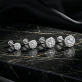 Sterling Silver Moissanite Diamonds Multi-Size Round Cartilage Tragus Stud Earrings