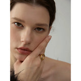 18K Gold Plated Creative Stainless Steel Geometric Hollow Golden Minimalist Ring