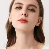 NEW Moissanite Diamonds Piercing Stud Earrings Silver Double Side Hoop Illusion Earrings for Women Fine Jewellery - The Jewellery Supermarket