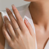 Simple Line Design 925 Sterling Silver Sparkling AAAA Lab Created Diamond Ring