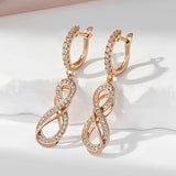 14 Karat Rolled Gold Shiny AAA Zircon Diamonds Luxury Loop Design Earrings For Women