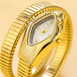 New Luxury Top Fashion Brand Snake Design Gold Colour Stainless Steel Bracelet Quartz Ladies Wristwatches