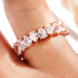 Pear Cut VVS1 D Colour Moissanite Diamonds Full Eternity 925 Sterling Silver Ring