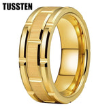 New Arrival 8mm Brick Pattern Brushed Mens Tungsten Carbide Ring - Popular Wedding Jewellery - The Jewellery Supermarket