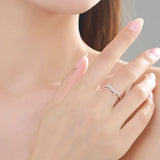 Staggered Line Real 925 Sterling Silver AAAA Lab Created Diamond Stackable Ring