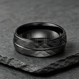 Black Blue Hammered 8mm Tungsten Carbide Wedding Engagement Rings