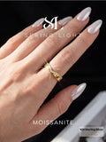 Fashion Round VVS1 D Colour Moissanite Diamond V-shaped Rings Fine Jewellery