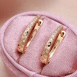 14K Gold Filled AAA Zircon Diamonds Women Clip Elegant Curve Bling Hoop Earrings