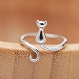 New Luxury Designer 925 Sterling Silver Cat Adjustable Ring For Women and Girls - Popular Fashion Jewellery