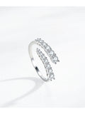 Luxury Sparkling Dual-Row Silver Round AAAA Lab Created Diamond Resizable Rings
