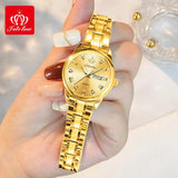 New Elegant High Quality CZ Dimonds Stainless Steel Luminous Waterproof Dress Quartz Classic Ladies Watch - The Jewellery Supermarket