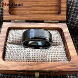 Bevel Edges Satin Finish 8mm Black Tungsten Wedding Rings For Men Women