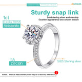 Flower Design D Colour VSS1 1ct Moissanite Diamond Engagement Wedding Rings Silver Fine GRA Certified Jewellery