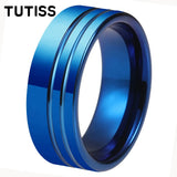 Offset Lines Polished 8mm Original Color Tungsten Wedding Ring for Men Women