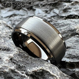 Stepped Beveled Brushed Finish 10MM Classic Men Women Tungsten Carbide Rings