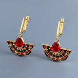 AAA Red Zircon Crystals Handmade Enamel Charm Delicate Beautiful Earrings