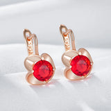 14 Karat Rolled Gold Shiny Red AAA Zircon Crsytals Daily Fine Vintage Earrings for Women