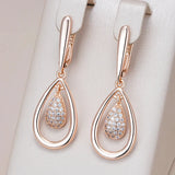 14K Gold Filled Vintage AAA White Zircon Water Drop Geometric Long Elegant Earrings