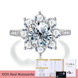 Sparkling Sun Flower Real 1-2 Carat Moissanite Diamond Wedding  Engagement Rings, 925 Sterling Luxury Fine Jewellery