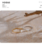 18K Gold Plated Trendy Stainless Steel Natural Pearl Thin Finger Versatile Ring