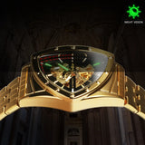 Top Brand Military Triangle Skeleton Automatic Luxury Full Stainless Steel Luminous Mens Sports Mechanical Watches