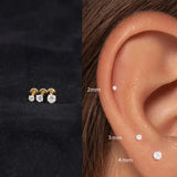 Sterling Silver Moissanite Diamonds Multi-Size Round Cartilage Tragus Stud Earrings