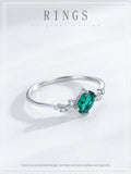 Simple Green Oval AAAA Lab Created Diamond Sterling Silver Ring Minimalist Ring