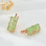 14 Karat Rolled Gold Fog Green Square AAA Zircon Crystal High Quality Drop Earrings