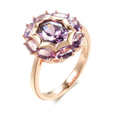 14 Karat Gold Filled Unusual Sparkling Oval Purple AAA Zircon Crystal Rings for Women