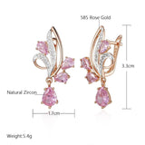 Amazing Shiny Filled 14K Rose Gold Water Drop AAA Zircon Crystals Long Dangle Earrings - Luxury Jewellery