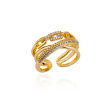 New Handmade Open Adjustable Stainless Steel Eternity Promise AAA Zirconia Crystal Rings, Trendy Fashion Jewellery
