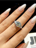 Stunning 3CT VVS1 D Colour Big Moissanite Diamond Double CZ Heart Ring Fine Jewellery