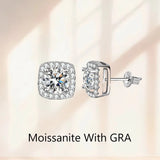 GRA Certificate 0.3ct 0.5ct 1.0ct 2.0ct Moissanite Diamonds Stud Silver Earrings
