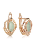 14K Gold Filled New Marquis Eye Fog Green AAA Zircon Crystal Hollow Geometric Earrings