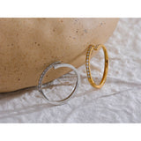 18K Gold Plated Exquisite Minimalist AAA Cubic Zirconia Diamonds Stainless Steel Ring