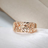 14K Gold Filled Exquisite Hollow Embossed Flowers Fashion Geometric Charm Rings