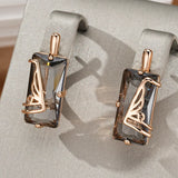 14 Karat Rolled Gold Grey AAA Zircon Crystal Unique Jewellery Women's Long Drop Earrings