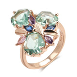 Mosaic Design Unique Green AAA Zircon Crystal 14K Rolled Gold Ring Vintage Jewellery
