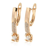 Simple Elegant Filled 14K Rose Gold With White AAA Zircon Diamonds Daily Party Fine Jewellery Drop Earrings