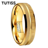 Sandblasted Finish 14K Gold Plated  6mm/8mm Tungsten Carbide Rings for Men Women