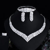 New 4pcs Elegant Shiny AAA+ Cubic Zirconia Diamonds Luxurious Bridal Wedding Banquet Jewellery Set for Women - The Jewellery Supermarket