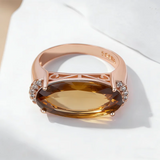 14K Gold Filled Brown Blue Red Grey Oval AAA Zircon Crystals Luxury Big Rings