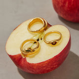 18K Gold ColorStainless Steel  Plated Finger Jewelry Zirconia Setting Creative Stacking Ring