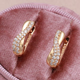 14K Rolled Gold AAA Zircon Diamonds Heart & Arrow Fashion Glossy Loops Wave Earrings