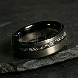 Black Meteorite Offset groove Brushed Finish 6/8mm Tungsten Carbide Couple Rings