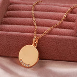 Glossy Coin Shape Simple Fashion 14K Filled Rose Gold AAA Zircon Diamonds Pendant Necklace - Fine Jewellery