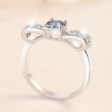 Super Bowknot Design D Colour VVS1 0.5CT Moissanite Diamond Rings For Women Sterling Silver Wedding Fashion Jewellery