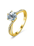 Luxury 1ct VVS1 D Color Twisted Arm Classic 6 Prong Shiny Moissanite Diamond Ring